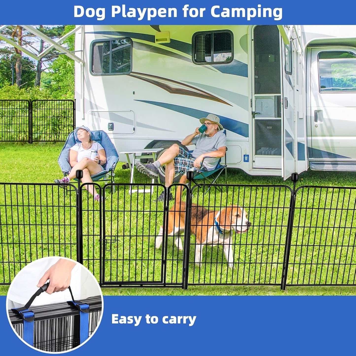 ADAVIN Tall Garden Fence with Low Threshold Door,54 in(H) 4 Panels Total 8.8 Ft(L) Fencing for Dogs, Garden Fence Animal Barrier, Black Iron Metal Heavy Duty Dog Fence Outdoor for Yard