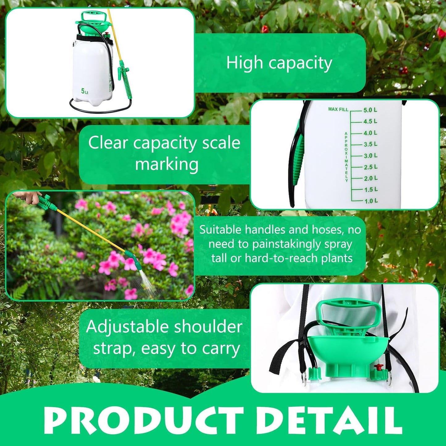 Honeydak 1. 3 Gallon 5l Watering Can Device for Watering Hanging Plant Basket Hard to Reach High Plant Waterer Sprayer Pump Pressured Sprayer for Indoor or Garden