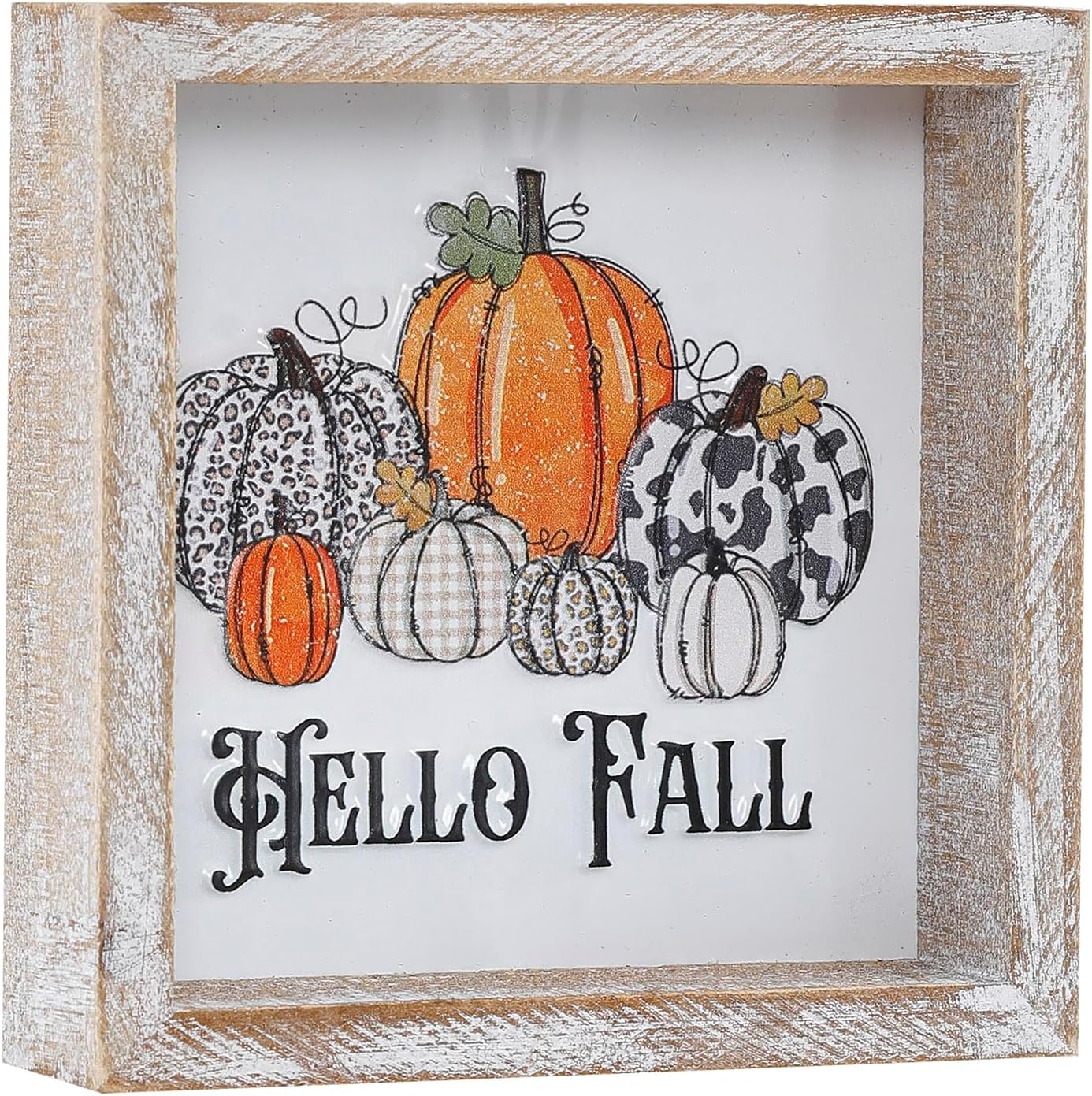 Embossed Pumpkin Sign, Farmhouse Autumn Decorations, Wooden Fall Tiered Tray Decor for Shelf Cubicle Desk Mantel, Rustic Thanksgiving Table Decor