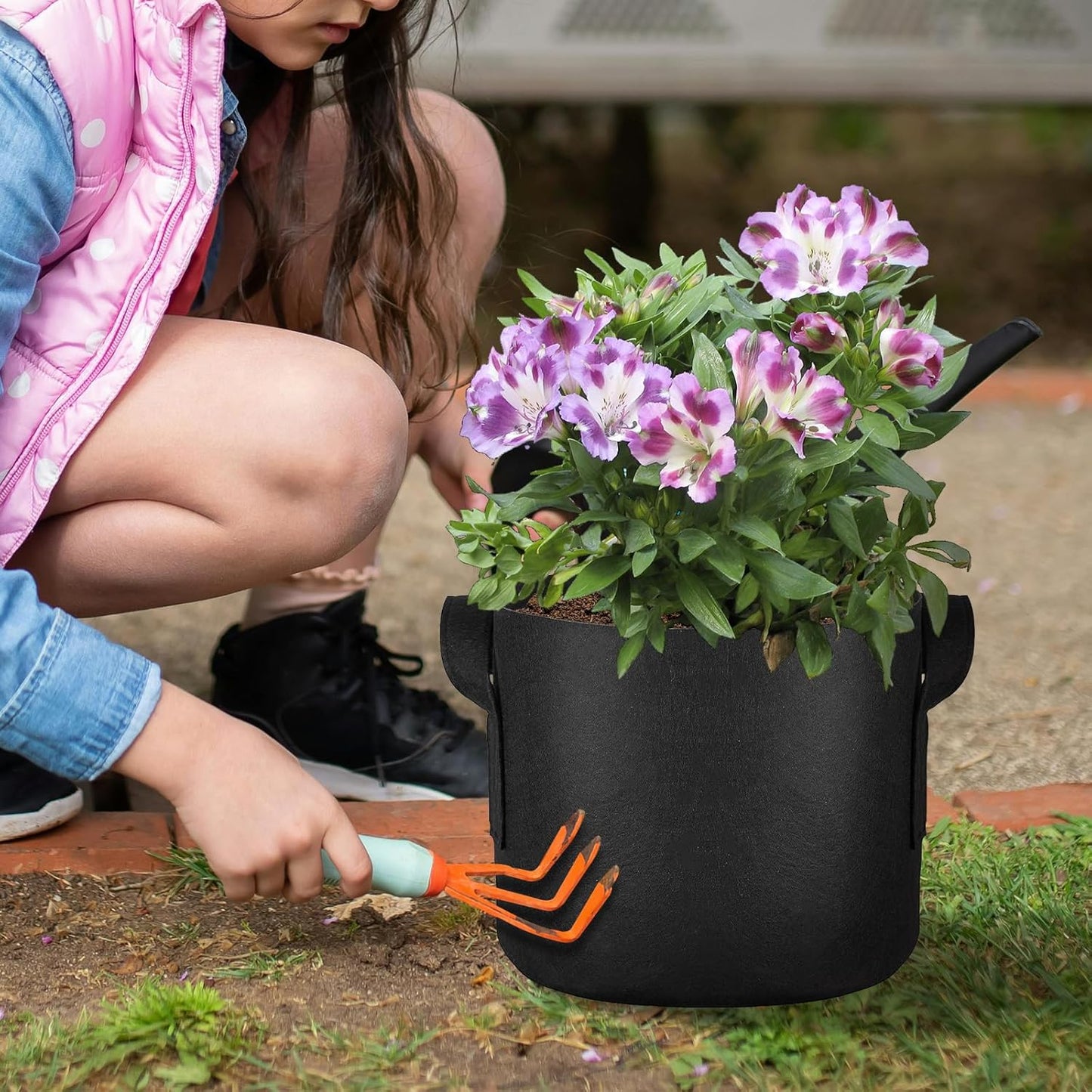 24 Pack 10 Gallon Grow Bags, Heavy Duty Thickened Aeration Fabric Pots with Handles for Vegetable/Flower/Plant