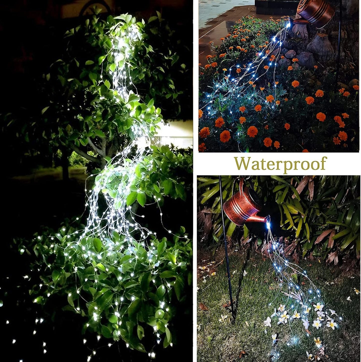 Solar Garden Lights Outdoor, Solar Watering Can Lights Garden Decor Gifts for Grandma Mom, Waterproof Hanging Lantern with String Lights Yard Decoration (Cool White-No Can)