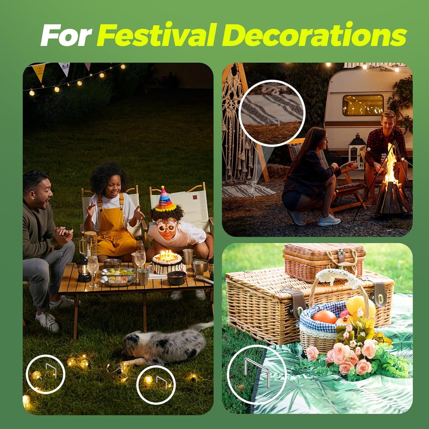 50 Pack Garden Staples,6 Inch 11 Gauge Galvanized U-Shaped Garden Stakes,Heavy-Duty Ground Lawn Stakes for Inflatables,Irrigation Tubing,Holding Fence,Weed Barrier Fabric,Decoration