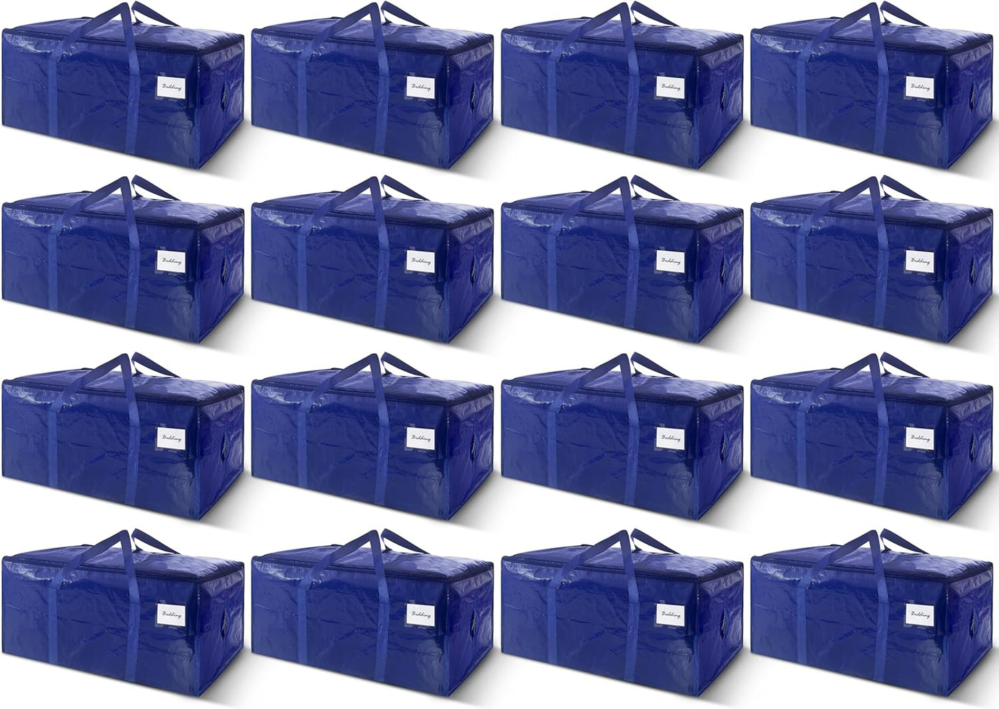 16 Pack Extra Heavy Duty Large Moving Bags with Strong Zipper & Carrying Handles, Sturdy Clothes Storage Bag Totes Bins, Packing Bags Moving Boxes College Moving Supplies, Dark Blue - 24 gal
