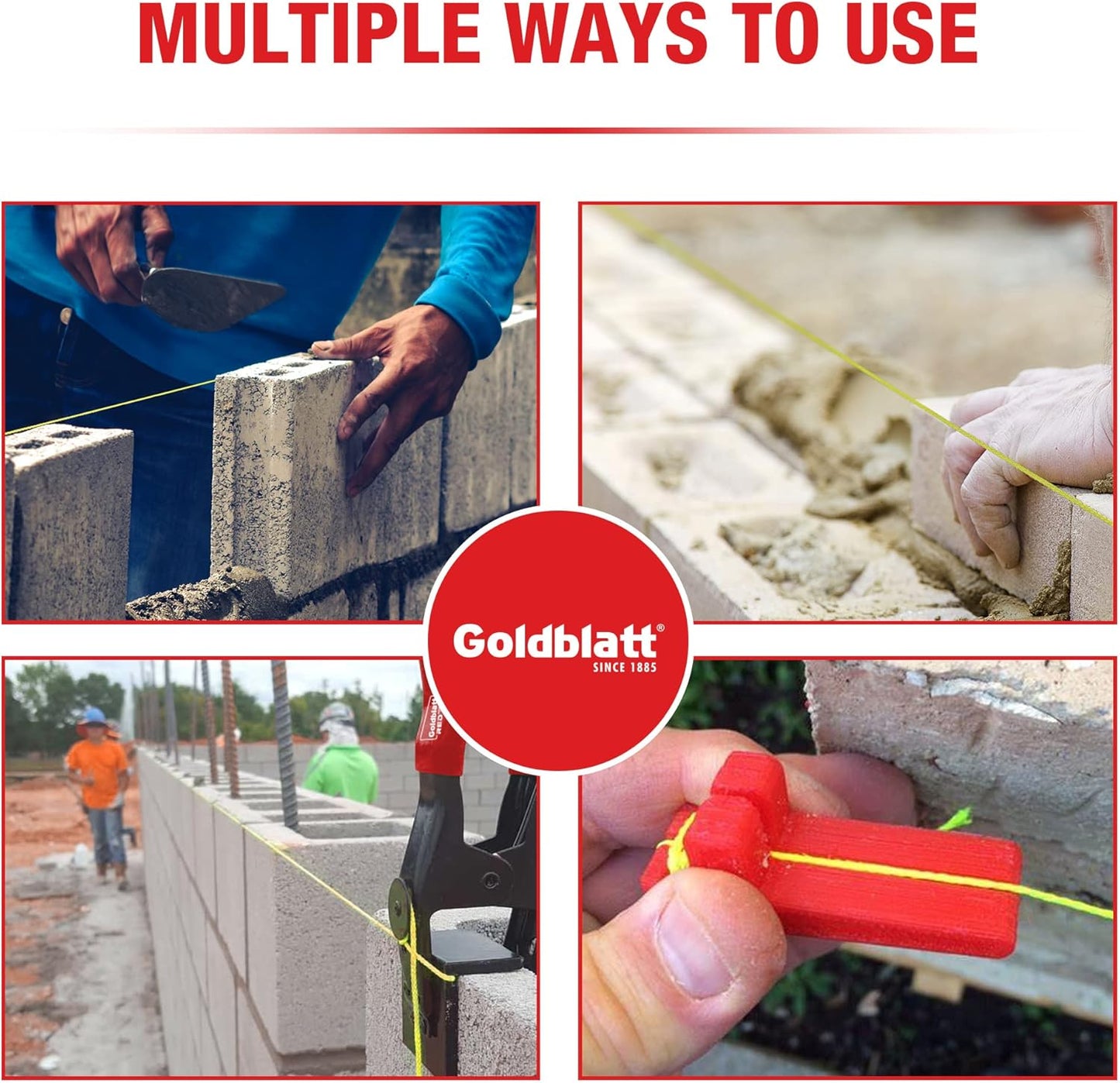 Goldblatt Mason Line, 500 Feet #18 Braided Nylon String Line, Nylon Twine for Gardening or Masonry Tools, Perfect Construction String for A String Level, Twine String for Gardening