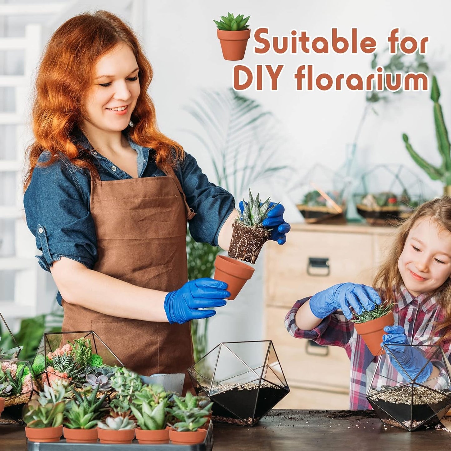 Nuogo 100 Pcs Mini 2" Terracotta Pot Bulk Small Plant Pots, Tiny Clay Pots Nursery Flower with Drainage Holes for Indoor Outdoor Succulent Cactus Plants Crafts Wedding Decorations