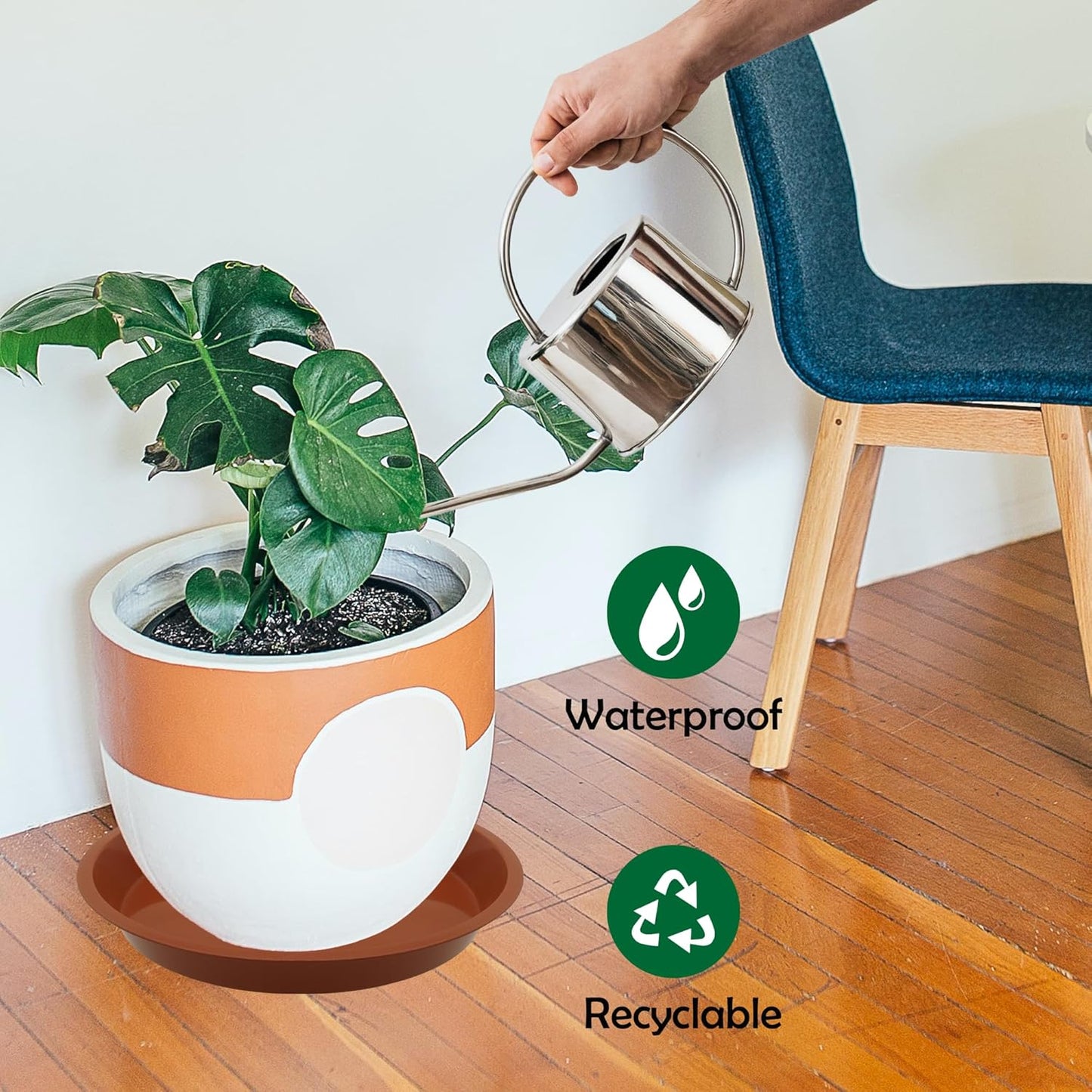 6 Pack 12 Inch Round Plant Saucers for Less 9.8 Inch Pot Indoors Outdoors Plant Trays for Pots Planter Saucer Plant Drip Tray Flower Planter Water Tray for Potted Plant(Terracotta, 11.8"(6pcs))