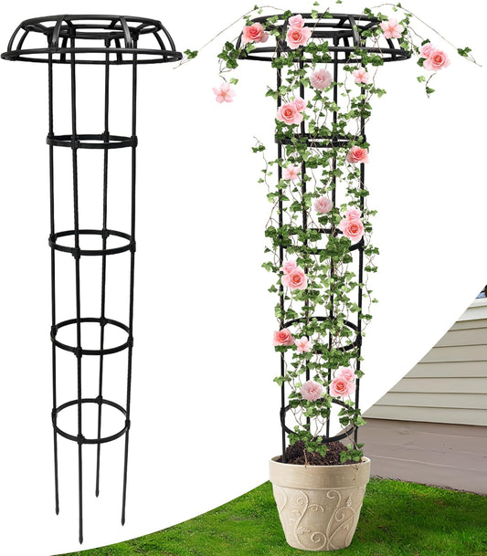 65 Inch Garden Trellis for Climbing Plants Outdoor, Mushroom Top Trellis for Potted Plants, Vines, Roses, Clematis, and Vegetables, Plant Trellis Support 1 Pack
