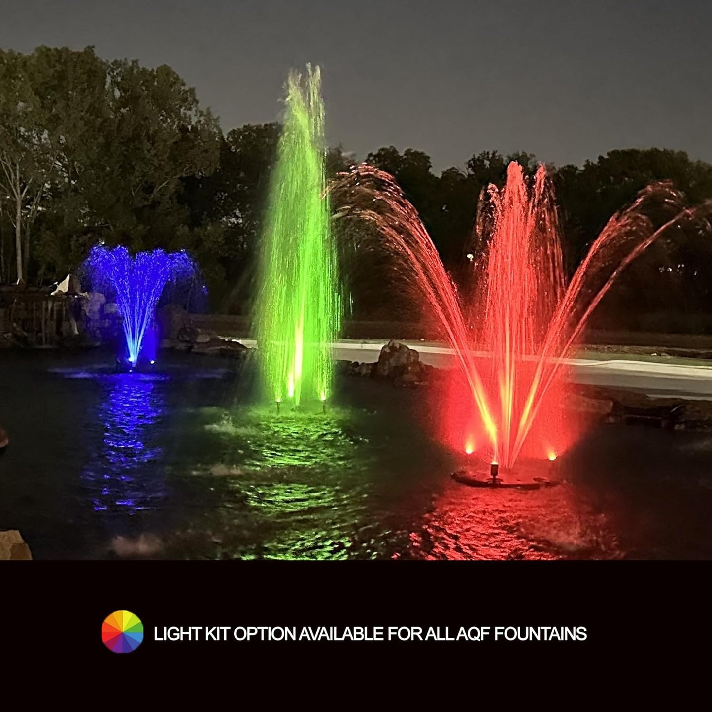 HALF OFF PONDS Floating Fountain – 1.5 HP Pond Aerator, 200' Cord – 12,500 GPH Water Pump – 11 Spray Patterns - Color-Changing LED Lights & Control Box - Large Ponds, Lakes & Water Gardens