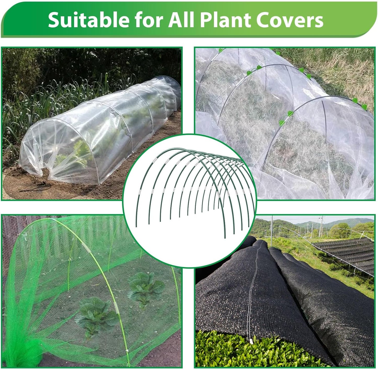 40Pcs Garden Hoops for Raised Beds, 8 Sets of 7FT Greenhouse Hoops Grow Tunnel, Rust-Free Fiberglass Support Hoops Frame for Netting Shade Cloth Cover, DIY Plant Support Garden Stakes (8 Sets)