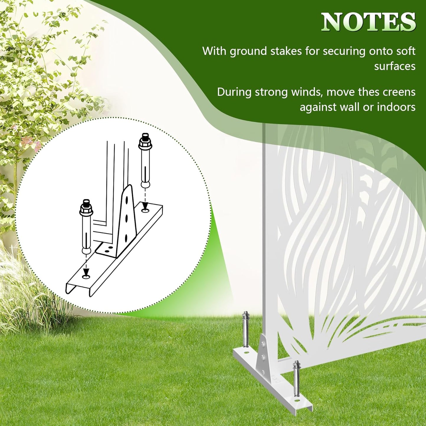 2 Pack Metal Privacy Screens 72" H Outdoor Privacy Screens Panels Outdoor and Indoor Leaf Pattern Divider for Balcony Patio Garden Room Divider(White,2 Pack