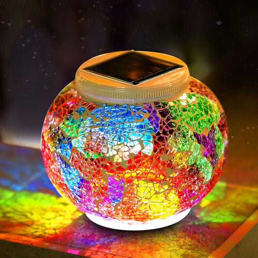Color Changing Solar Powered Glass Ball Garden Lights，echargeable Solar Table Lights Outdoor Waterproof Solar Night Lights for Garden, Patio, Party，Outdoor/Indoor Decorations, Ideal Gift