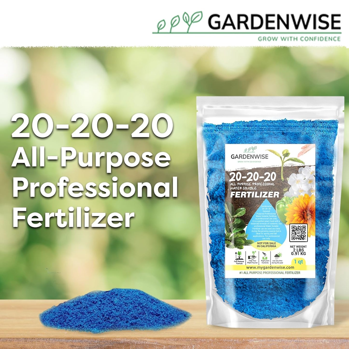 20-20-20 Water-Soluble Fertilizer – Powder for Liquid Plant Food for Indoor & Outdoor Plants, Orchids, Vegetables, Lawns, Flowers – 20 20 20 Fertilizer (10 QUARTS)