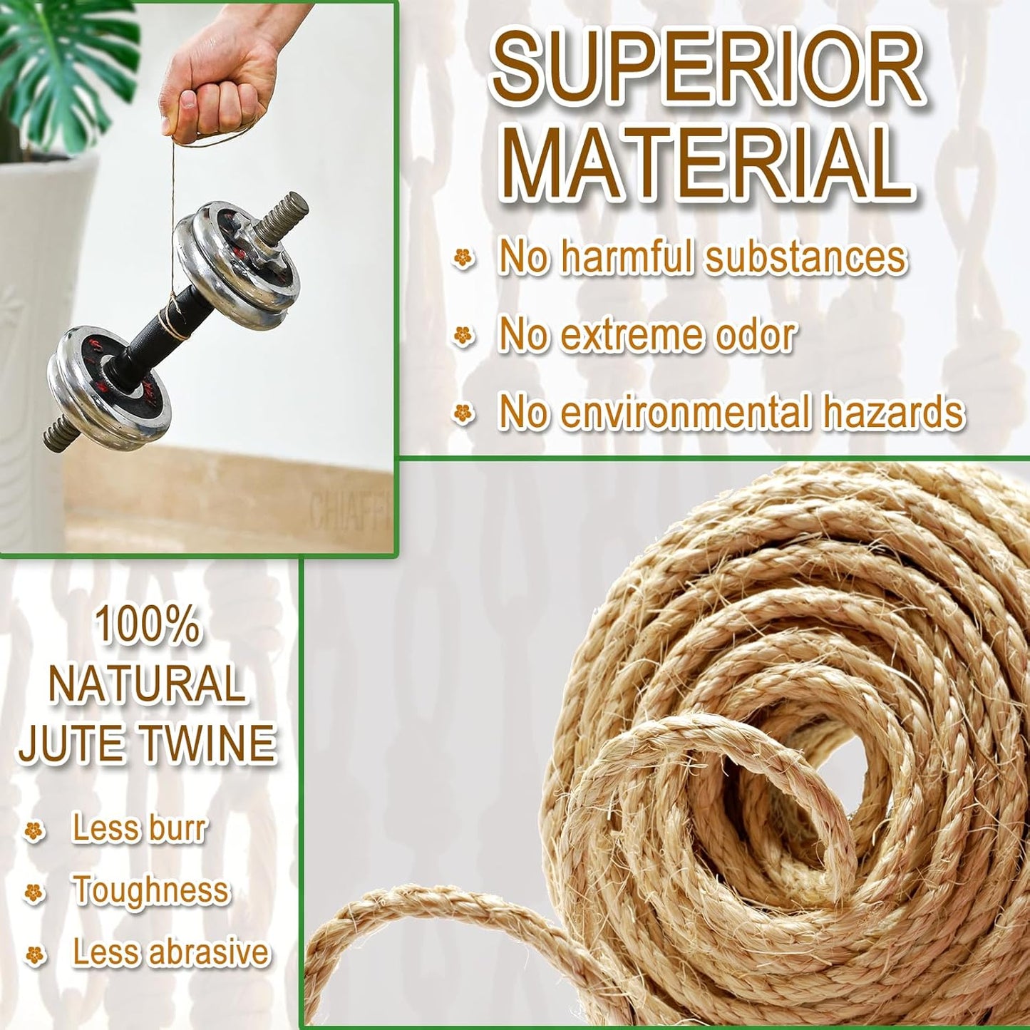 656 Feet 3Ply Jute Twine String, 2mm Natural Brown Thick Twine Rope for Crafts, Gardening, Tomato, Climbing Plant, Tie Floristry, Gift Wrapping Packing, Christmas, Wedding Decor