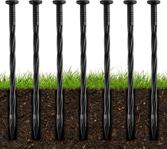 200Pcs 8-Inch Plastic Landscape Edging Spikes, Spiral Anchoring Nails for Weed Barrier, Paver Edging, Landscape Edging, Artificial Turf, Grass Pathways, and More