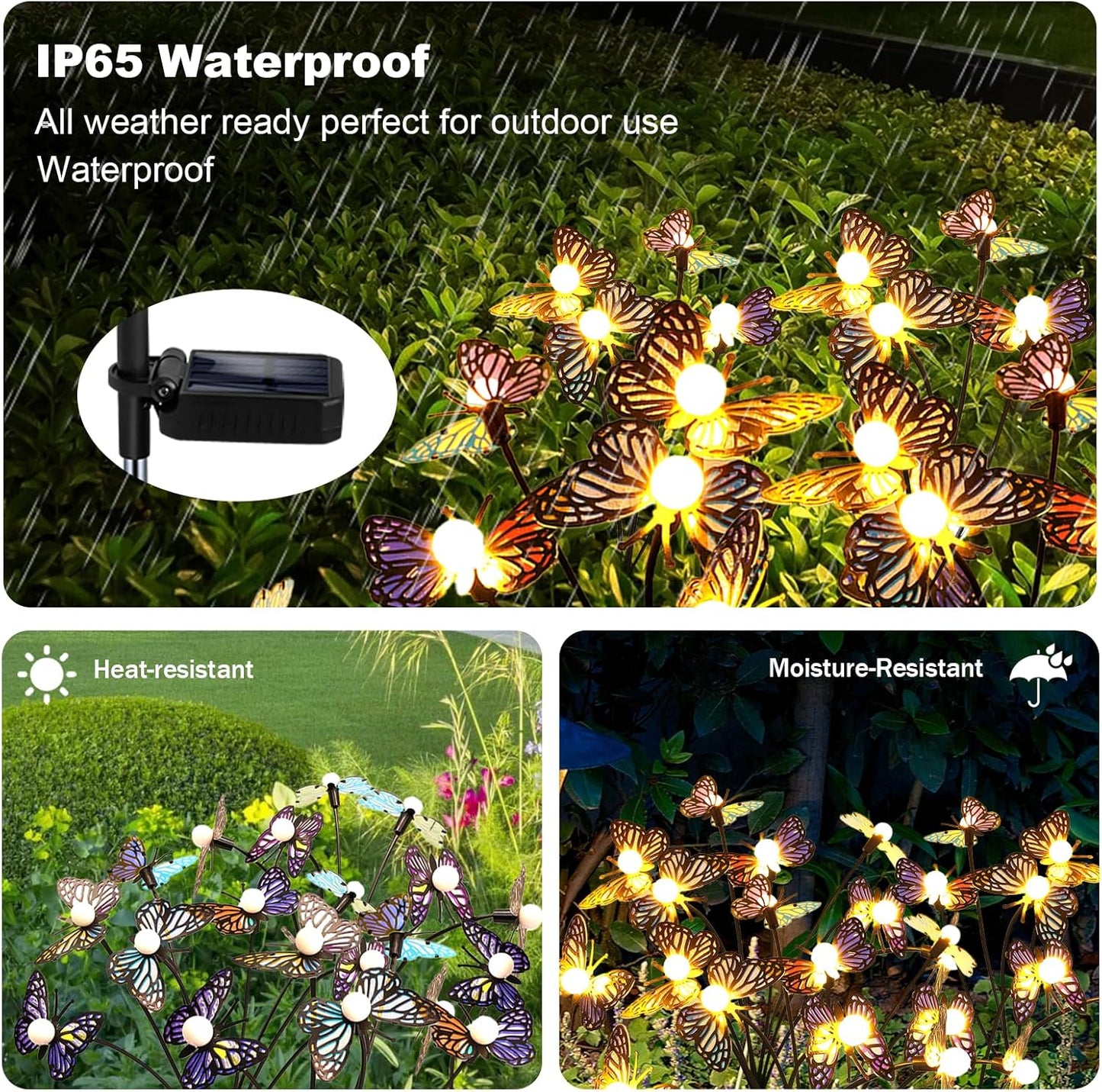 Solar Garden Butterfly Lights, 2 Pack 16 LED Solar Swaying Lights, Swaying in The Wind, Waterproof Firefly Light Outdoor Fairy Light for Garden Patio Yard Pathway Flower Bed Decoration