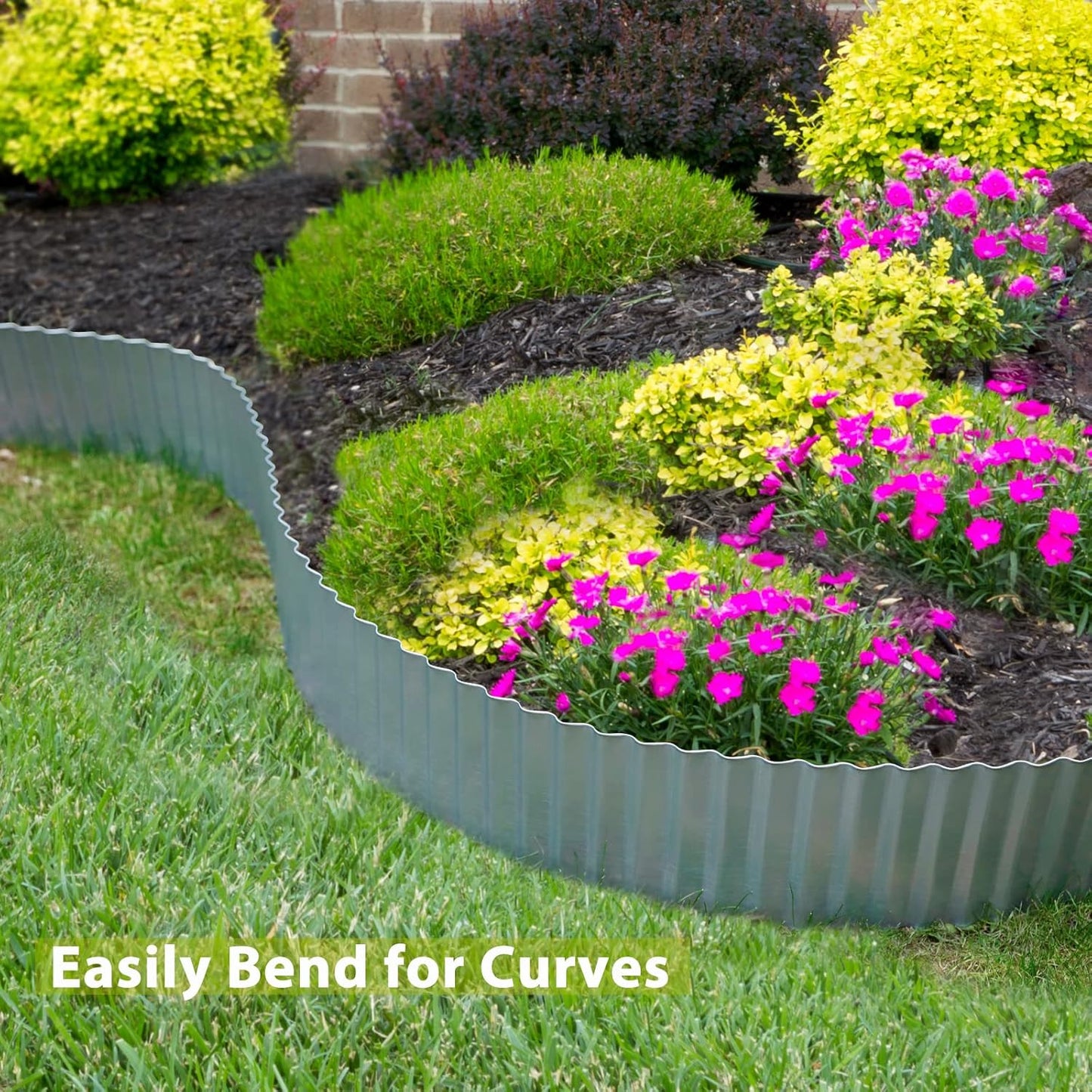 Worth Wide-Corrugated Galvanized Steel Landscape Edging, 6" x 20Ft Flexible Sturdy Lawn Garden Metal Edging Long Strips for Raised Flower Bed Tree Surrounds,Silver