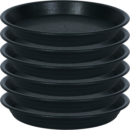 6 Pack Plant Saucer Drip Tray 7 8 inch, Plastic Flower Planter Saucers and Drip Trays for Indoors Outdoors, Heavy Durable Plant Plate Water Catcher, Plant Water Drip Trays for Pots (8", Black)