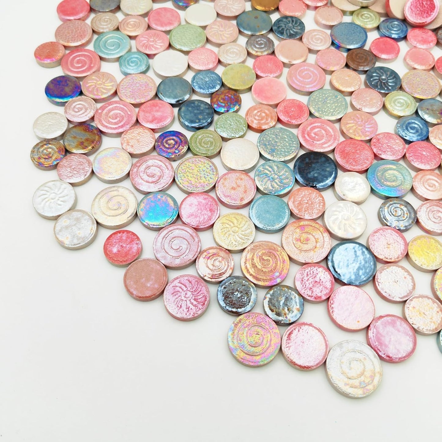 500g/1.1lb Random Color Irregular Ceramics Mosaic Tiles,DIY Making Creative Ceramic Mosaic Tiles for DIY Craft Plates Flowerpots Vases Cups Mosaic Making Supplies (Mix Round)