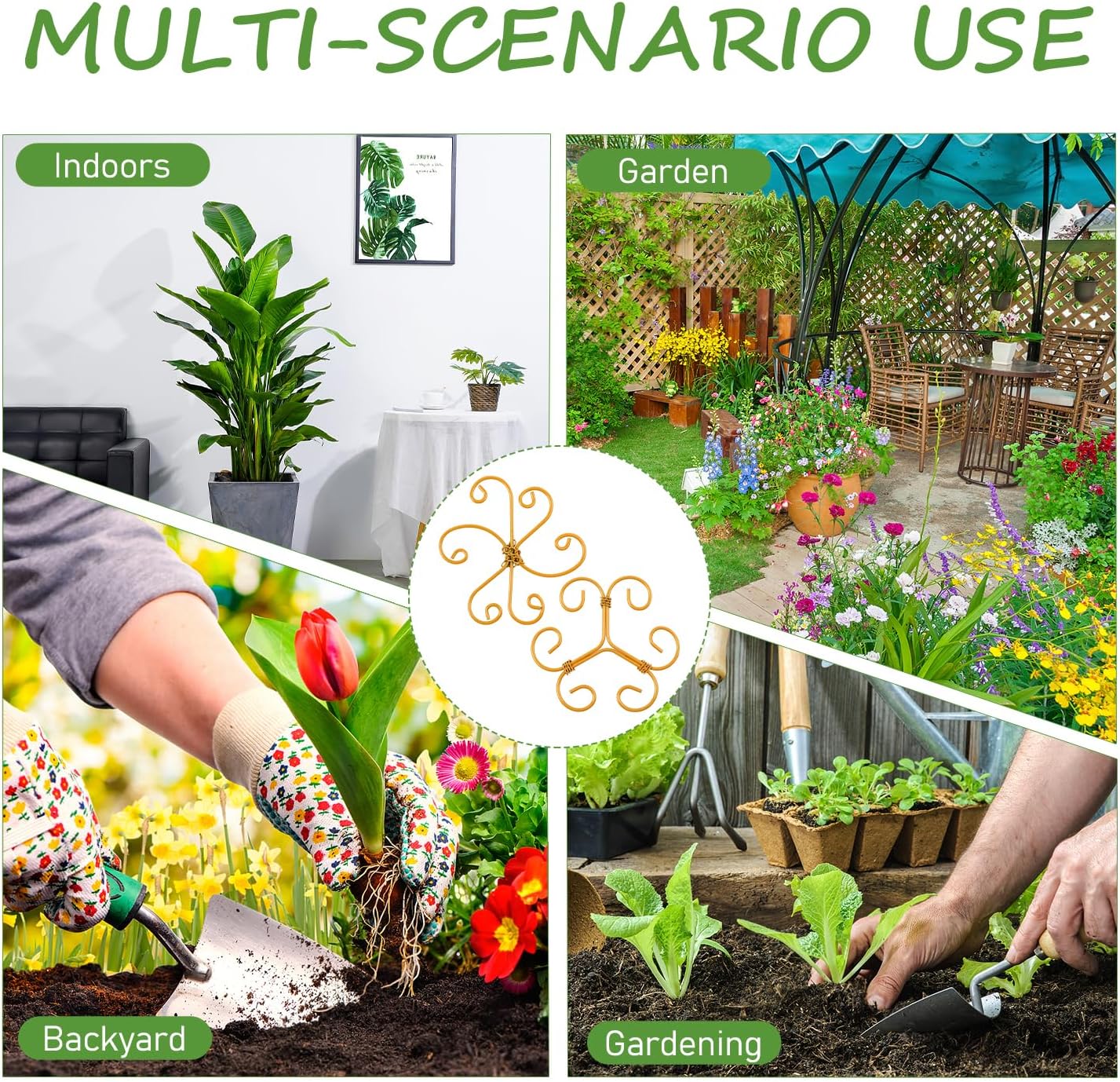 4-Pack Plant Stem Support, Plant Stabilizer for Indoor Plants, Monstera Plant Support System, Plant Stem Holder for Fixing Green Plants and Vines (A)