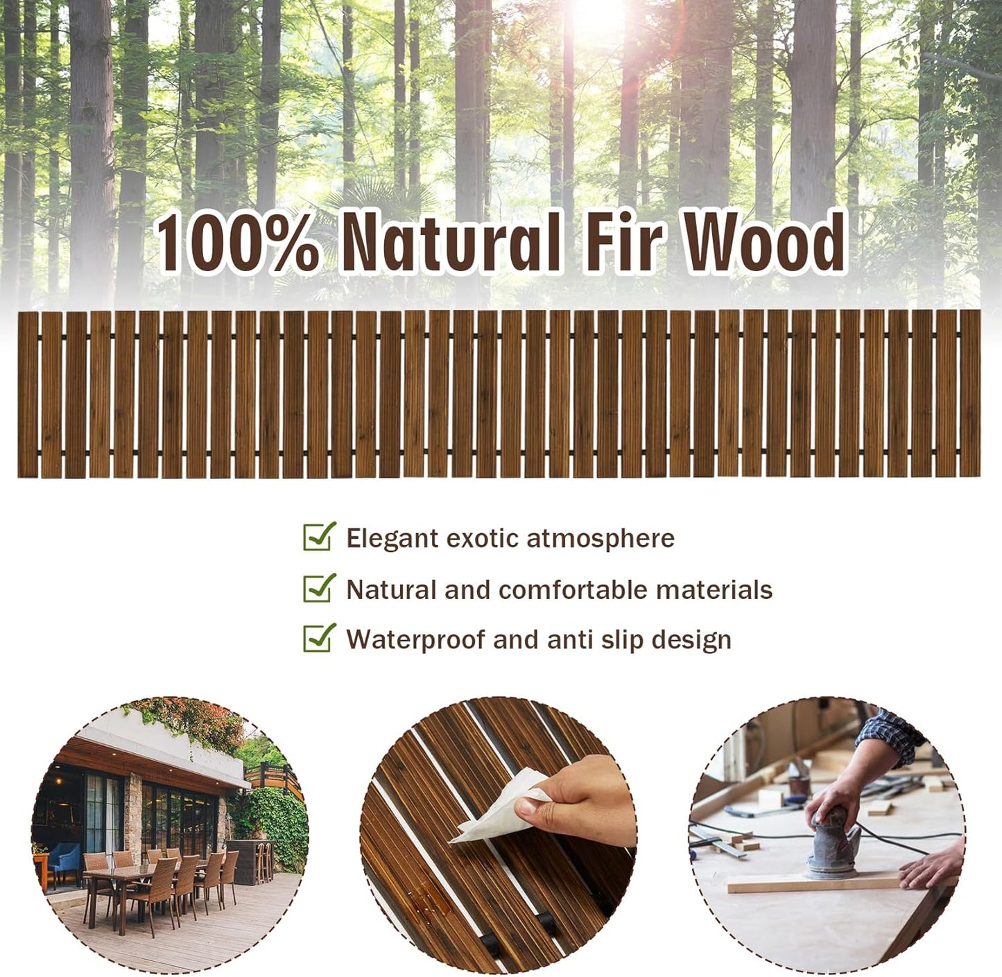 8FT Wooden Garden Pathway,Outdoor Roll Out Decorative Straight Walkway,Weather-Resistant Patio Path,Non-Slip Pavers Boardwalk for Garden, Backyard, Beach, Wedding Party Pathways