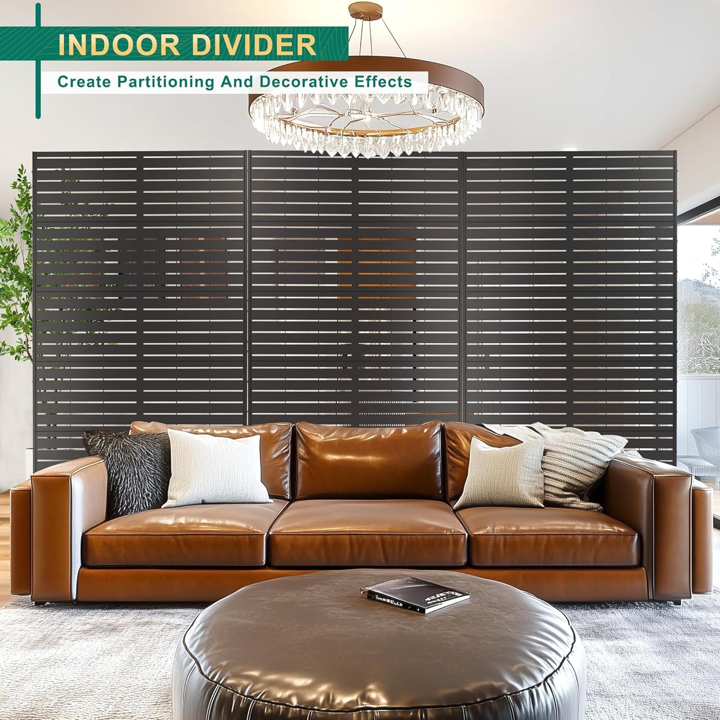 72" H×44" W Metal Privacy Screen Outdoor Privacy Screen Freestanding, Outdoor Privacy Screens and Panels for Patio Lawn Deck, Outdoor Privacy Panels Decorative Privacy Fence(Consists of 5 Panels)