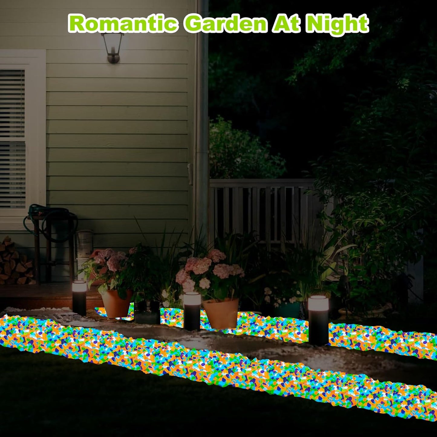 3000pc Glow Pebbles for Outdoor Garden Glow in The Dark Rocks Outdoor Glowing Rocks Glow in The Dark Stones Glow Pebbles for Garden Luminous Stones Glowing Stones for Driveway Walkway,Color