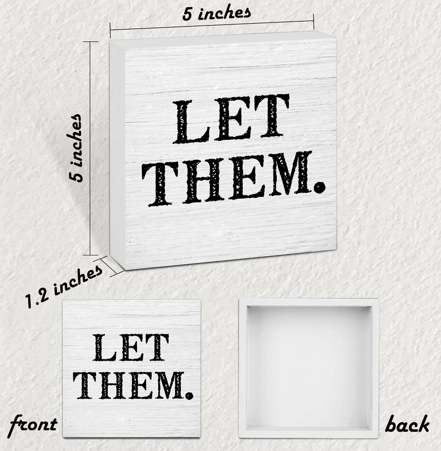 Let Them Wooden Sign, Desk Decorations For Women Office, 5x5 Inch Farmhouse Funny Office Decor Wood Box Sign, Desk Shelf Cubicle Accessories, Appreciation Gifts for Coworkers Boss, 07