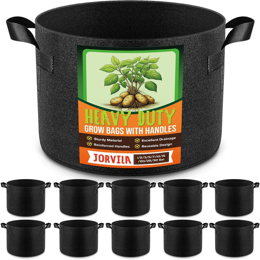 10 Pack 1 Gallon Grow Bags, Thickened Nonwoven Fabric Planter Pots with Handles, Heavy Duty 300G Garden Pots for Tomato, Potato and Vegetable