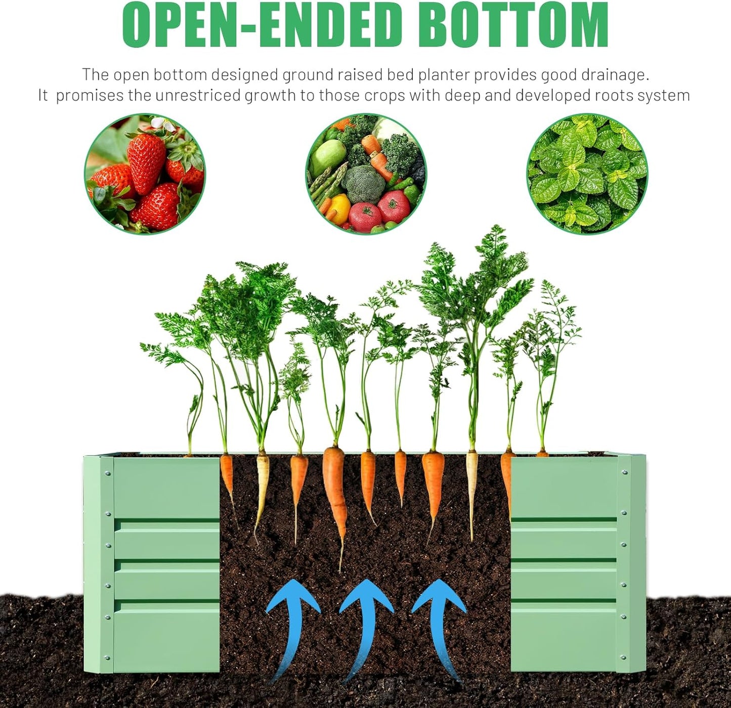 SnugNiture 2 Pcs 4x2x2FT Raised Garden Bed Galvanized Planter Garden Boxes Outdoor, Deep Root Planter Raised Bed for Vegetables Flowers Herbs,Green