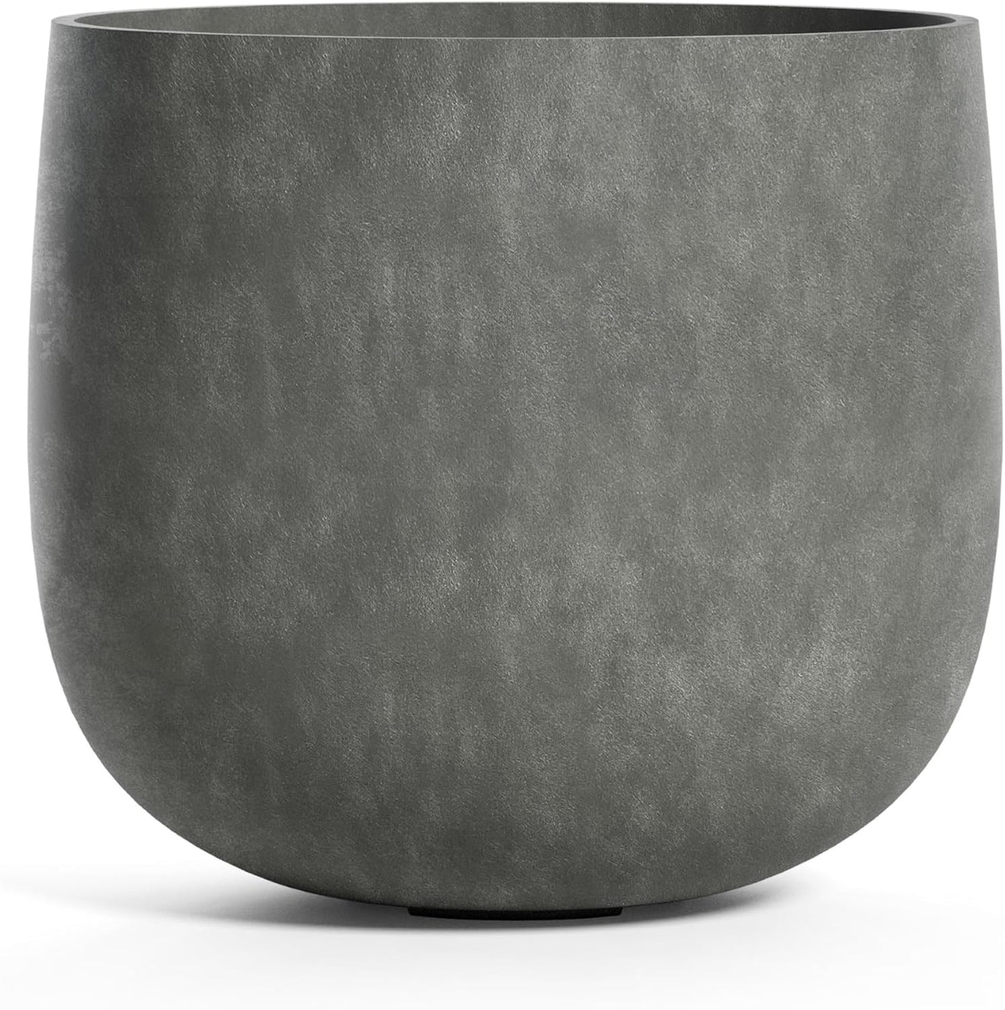 Mondo Large Planter – Grey Stone Finish – Fiberglass Indoor/Outdoor and Weather-Resistant Round Planter (26" D x 24.6" H Exterior, 24.6" D x 24" H Interior)