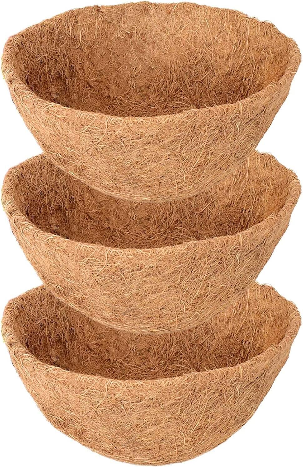 Legigo 3 Pack 18 Inch Hanging Basket Coco Liners Replacement, 100% Natural Round Coconut Coco Fiber Planter Basket Liners for Hanging Basket Flowers/Vegetables
