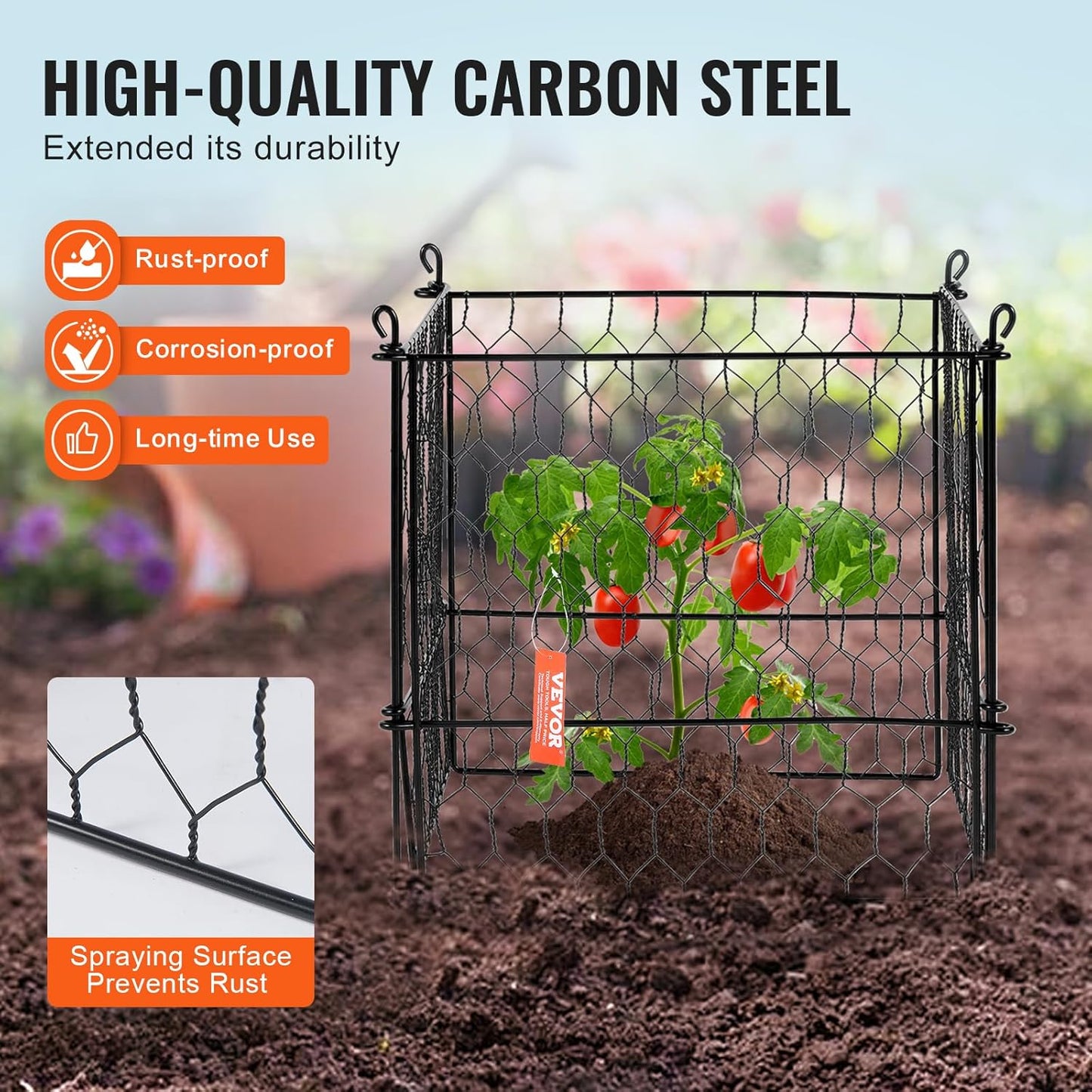 VEVOR 4 Pack Plant Protectors from Animals, 13.4'' x 13.4'' Chicken Wire Plant Protector, Plant Cages for Outdoor Plants, Flowers & Vegetables, Keeps Bunny Chicken Squirrels Out, 16pcs Metal Mesh