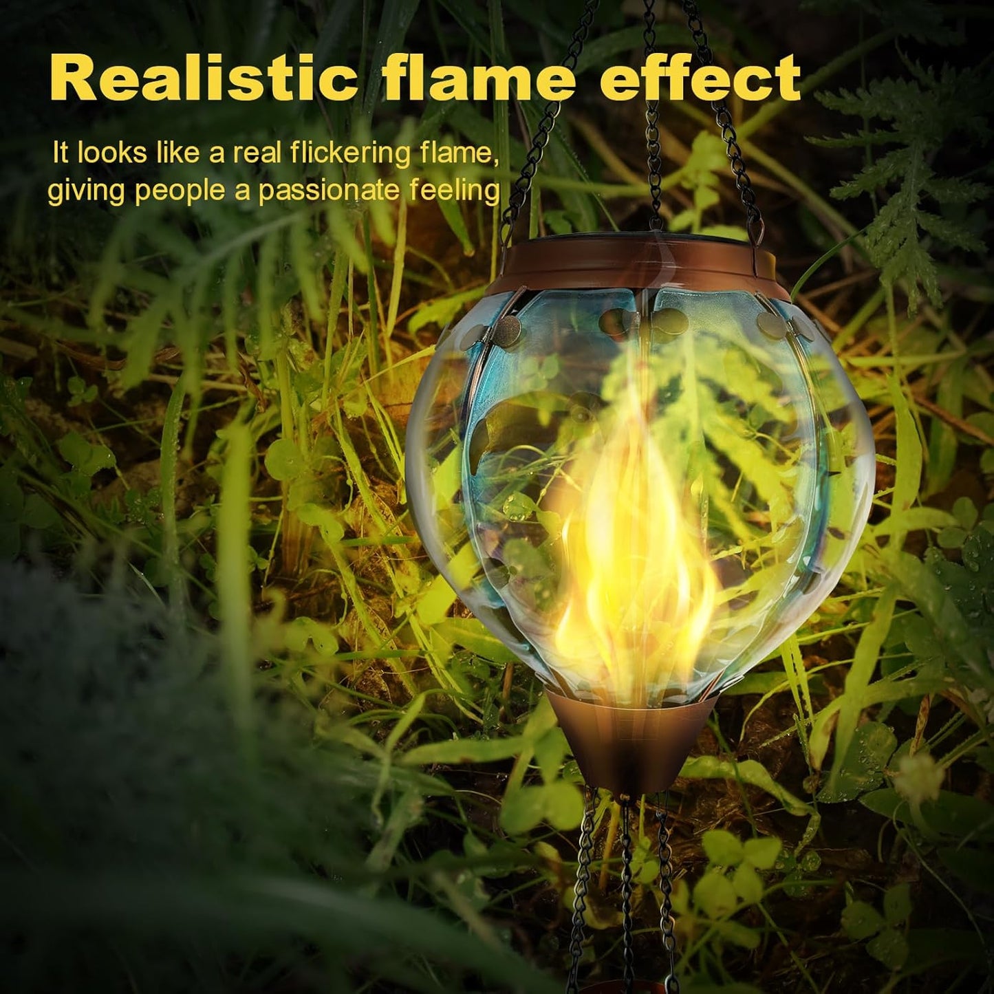 Hot Air Balloon Solar Light Waterproof Pendant Light with Flickering Flame for Garden Patio and Patio Decoration