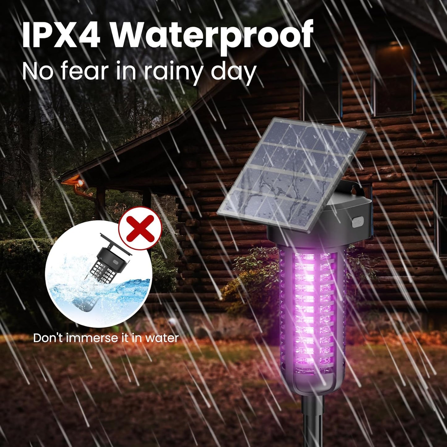 Solar Bug Zapper Outdoor 2 Pack, Garden Mosquito Zapper Waterproof & Cordless & Rechargeable & Auto On/Off，Flying Insect Zapper Mosquito Killer Lamp Catcher Decorative Light for Patio