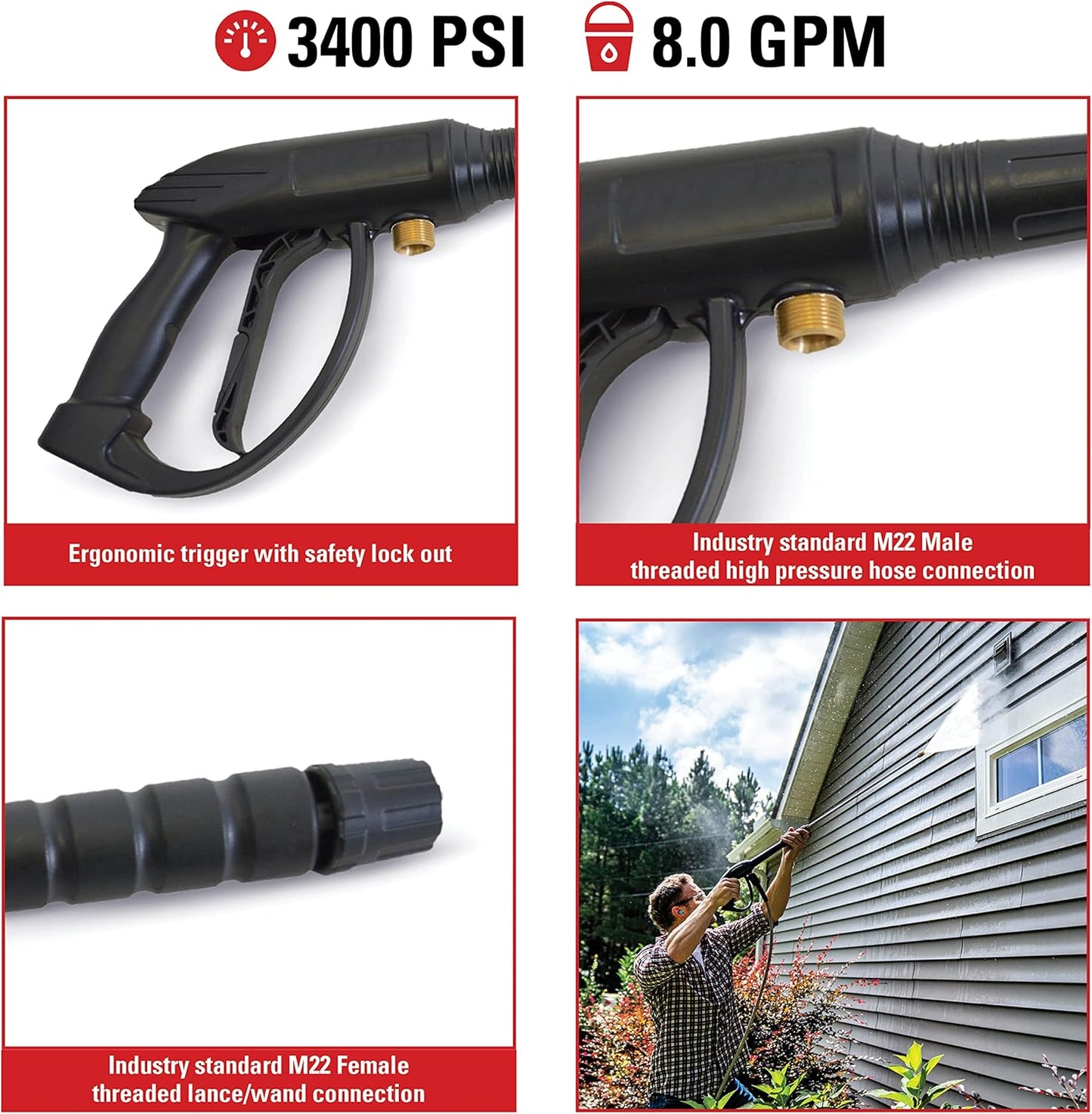 Simpson Cleaning 80147 Universal Pressure Washer Gun for Cold Water Use up to 3400 PSI