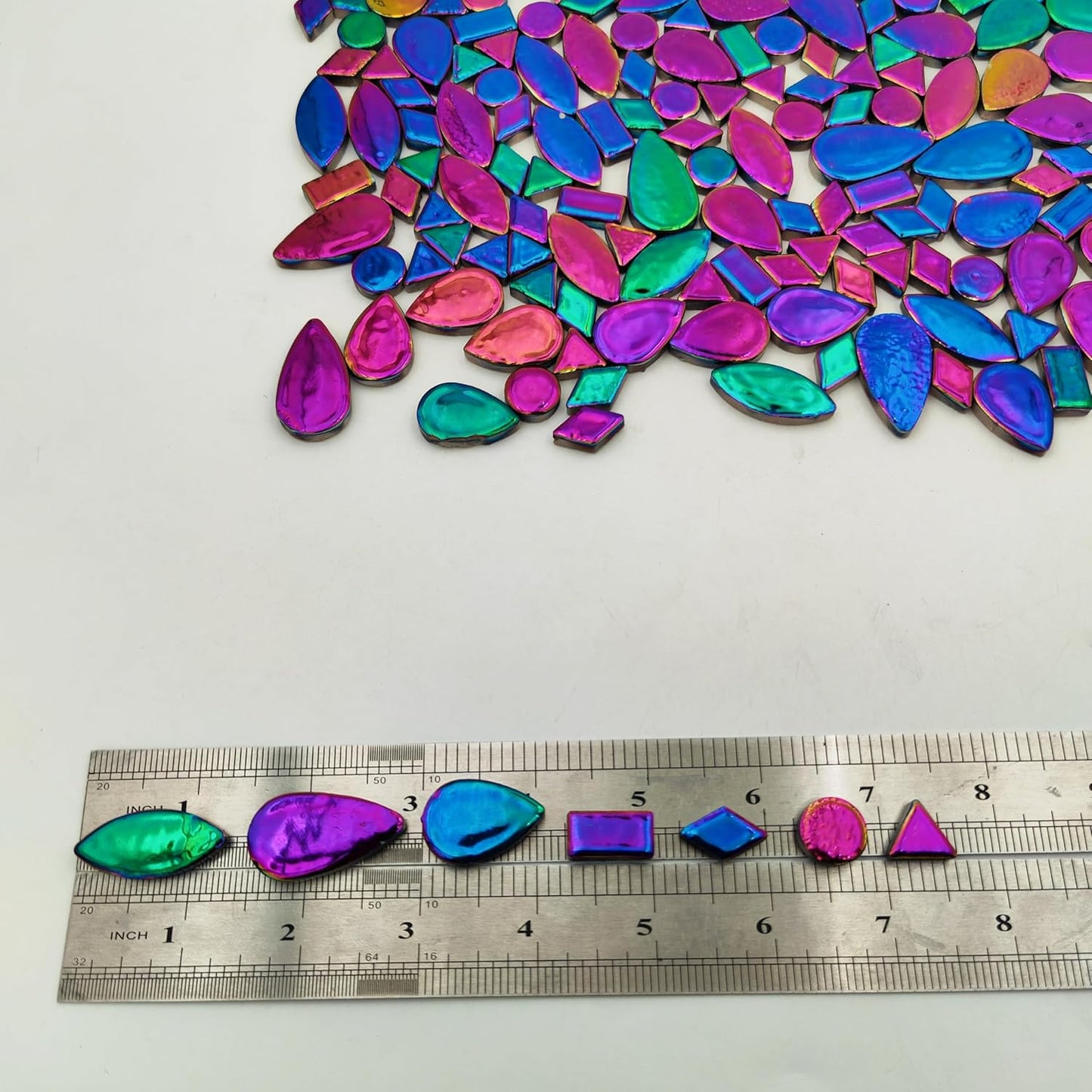 500g/1.1lb Random Color Irregular Ceramics Mosaic Tiles,DIY Making Creative Ceramic Mosaic Tiles for DIY Craft Plates Flowerpots Vases Cups Mosaic Making Supplies (7 Shape Rainbow Mix Color)