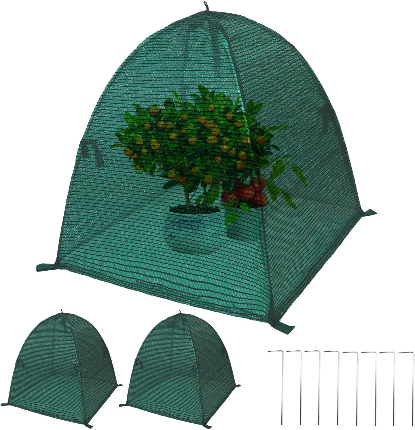 2Pack Plant Shade Tent, 23.6"x23.6"x23.6" Garden Mesh Plant Cover for Sun and Insect Control, UV Resisitant Plant Shade Tent for Outdoor, Protection Guard for Plant with Stakes