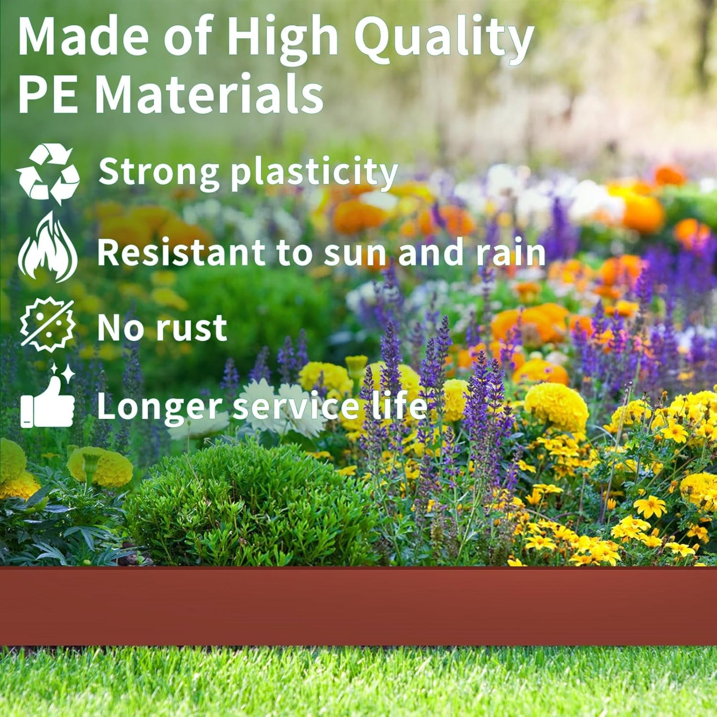 4 in x 50 Ft Garden Landscape Edging, No Dig Garden Edging Border Kit with 92 Pcs Spikes for Flower Bed Lawn Yard Grass Brown