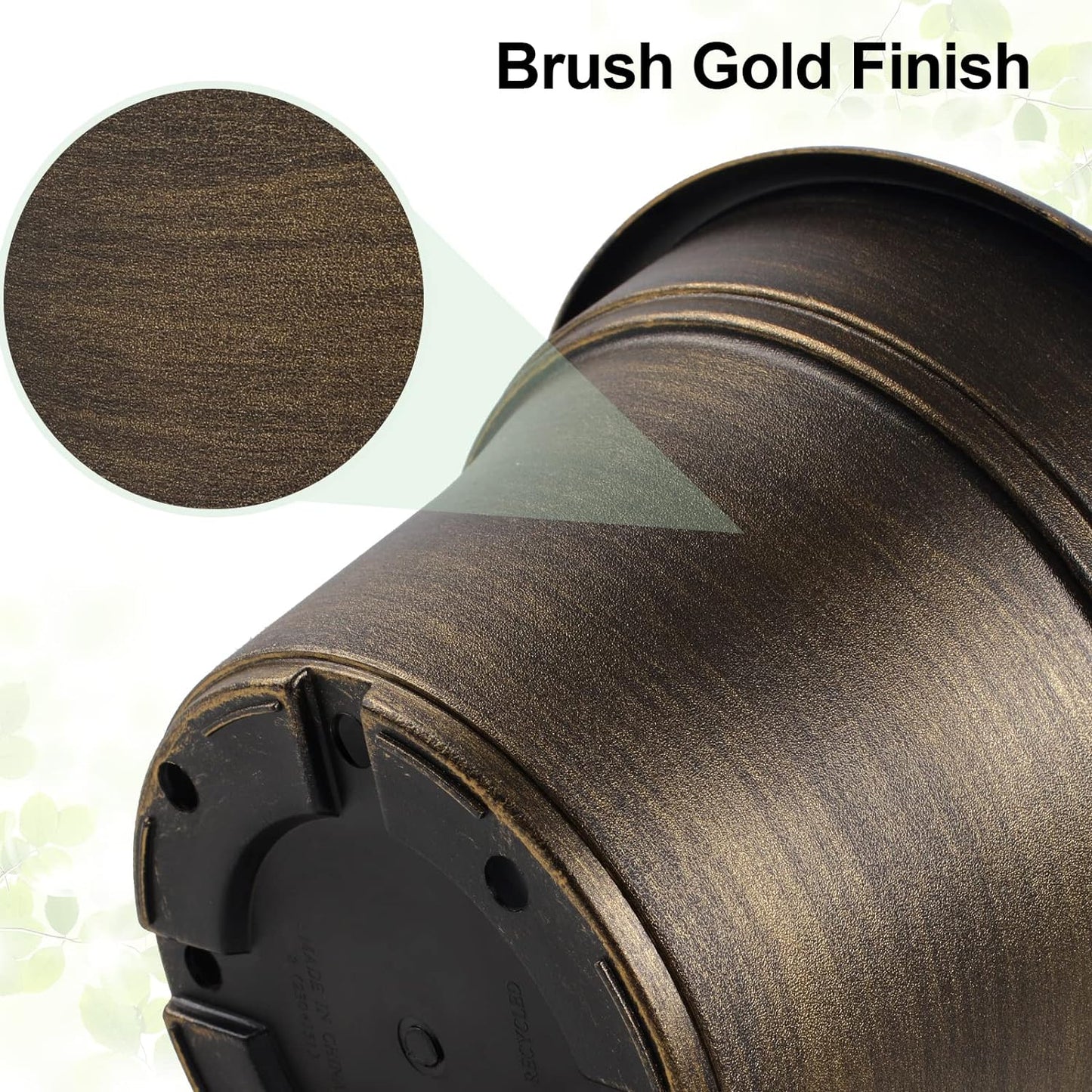 Plant Planters Pots Set of 6 Pack 6 Inch, Plastic Flower Pot for Indoor Plants with Drainage Holes & Trays, Resin Decorative Container Sets with Saucer for House Outdoor Garden Planters Dark Gold