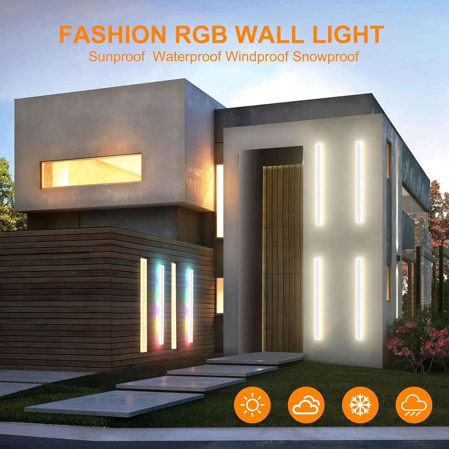 Modern Outdoor Wall Lights, 2 Pack Long Wall Sconce, Lighting Fixtures Long Wall Light 24w Waterproof Ip65 Black Exterior Sconce Led Linear Light for Garage, Patio (2pack-white, 40inch)