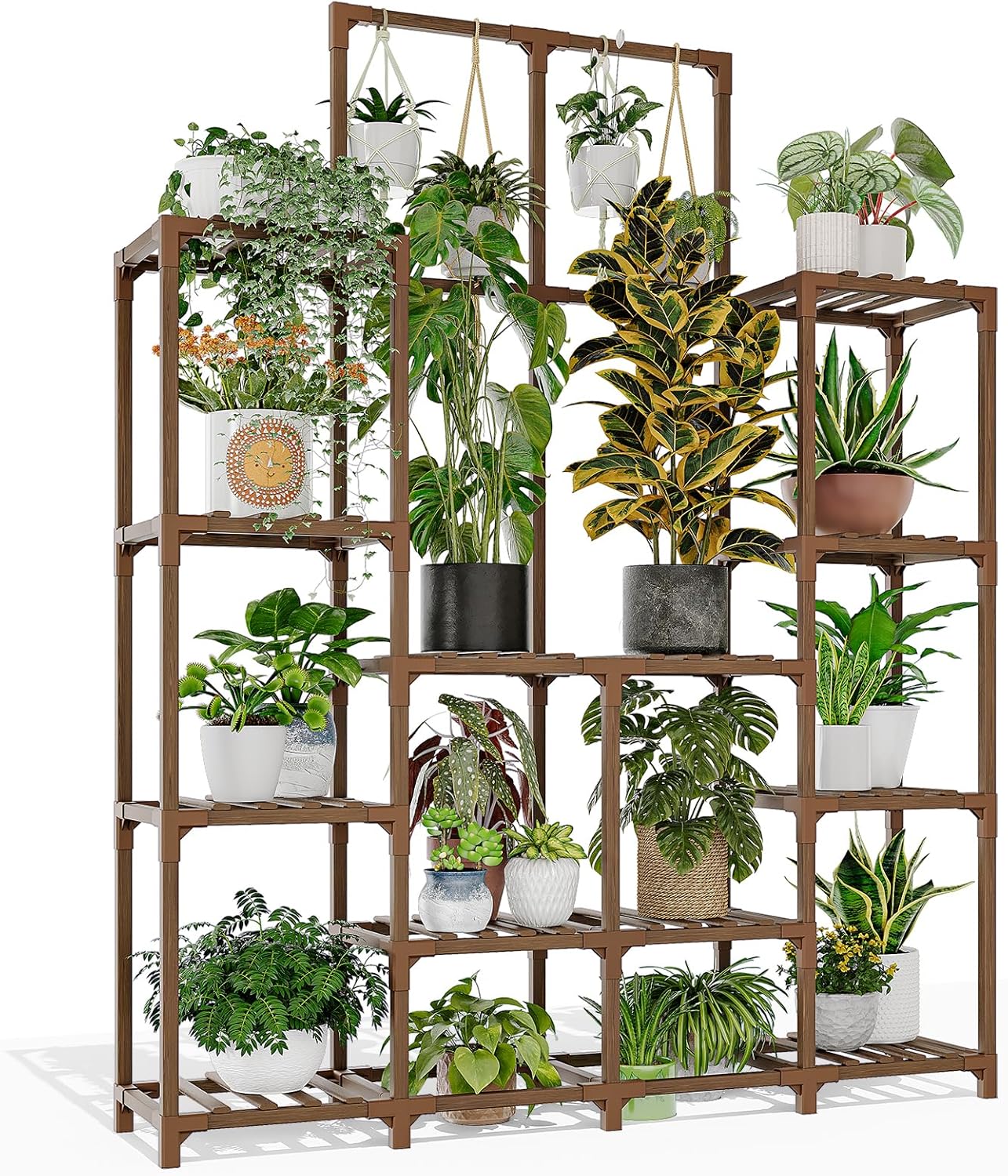 Plant Stand Indoor Outdoor 63" Tall Plant Shelf for Plants 12-Tier Large Plant Sheves for Living Room Heavy Duty Plant Rack Garden Balcony Patio Hanging Planter
