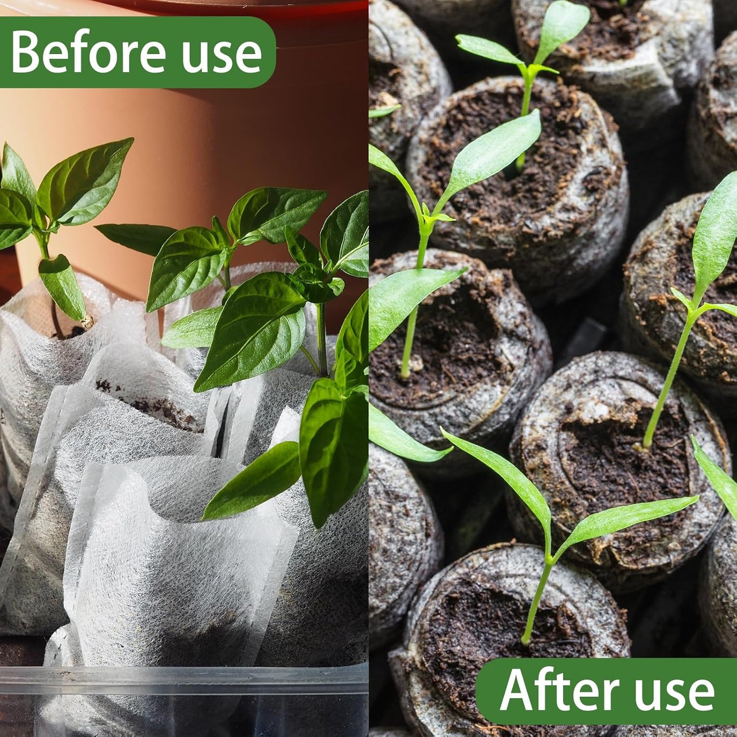 200 Pcs Nursing Growing Bags,Fabric Seedling Pots Non-Woven Pouch Seed Starter Pots Pouches for Vegetables, Flowers,Fruits,Trees,Home Garden Supply(200 Pcs 6.3" x 6.3 ")