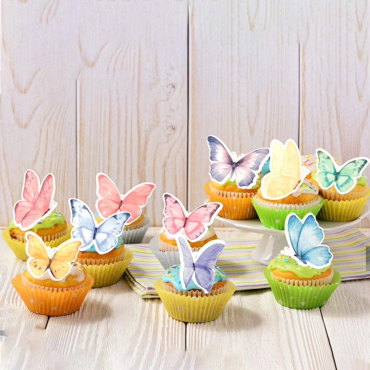 60 PCS Edible Butterfly Cupcake Toppers Edible Fondant for Cake Wafer Paper Butterflies Cupcake Picks Butterfly Cake Decorations Butterflies Theme Birthday Anniversary Wedding Party Supplies Colorful