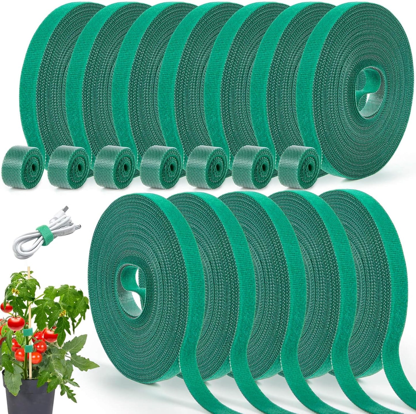 12 Rolls Plant Tape, Twist Ties for Plants 1/2" 394ft Garden Plant Ties, Green Tape, Soft and Tomato Plant Ties, Plant Twist Tie for Plant Gardening, Home, Office