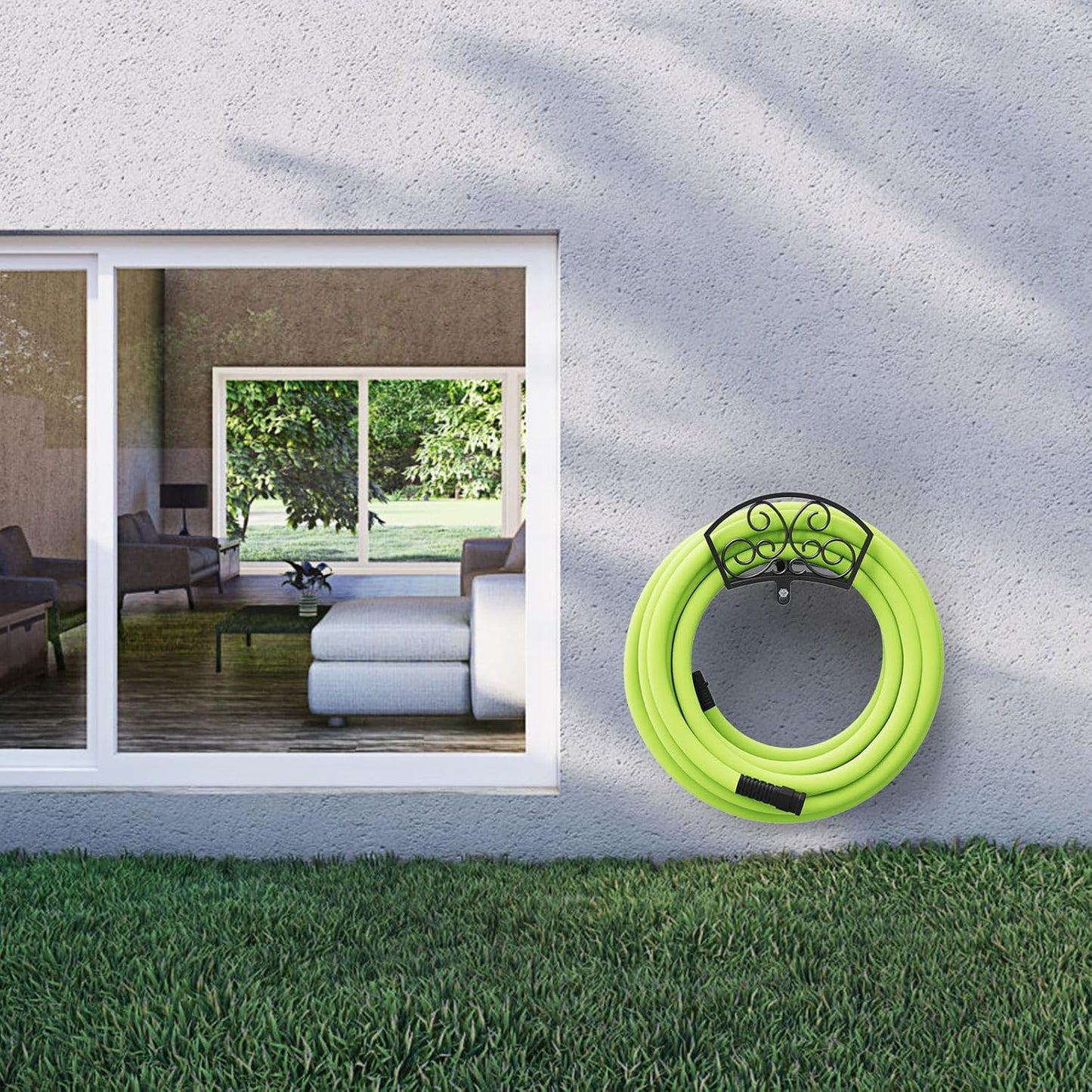 GOFORWILD Garden Hose Holder, Decorative Star Hose Butler Sturdy Water Hose Rack, Durable Wall Hose Hanger, Holds 125-Feet of 5/8-Inch Hose, Hose Reel, Made of Gauge Steel, 7019