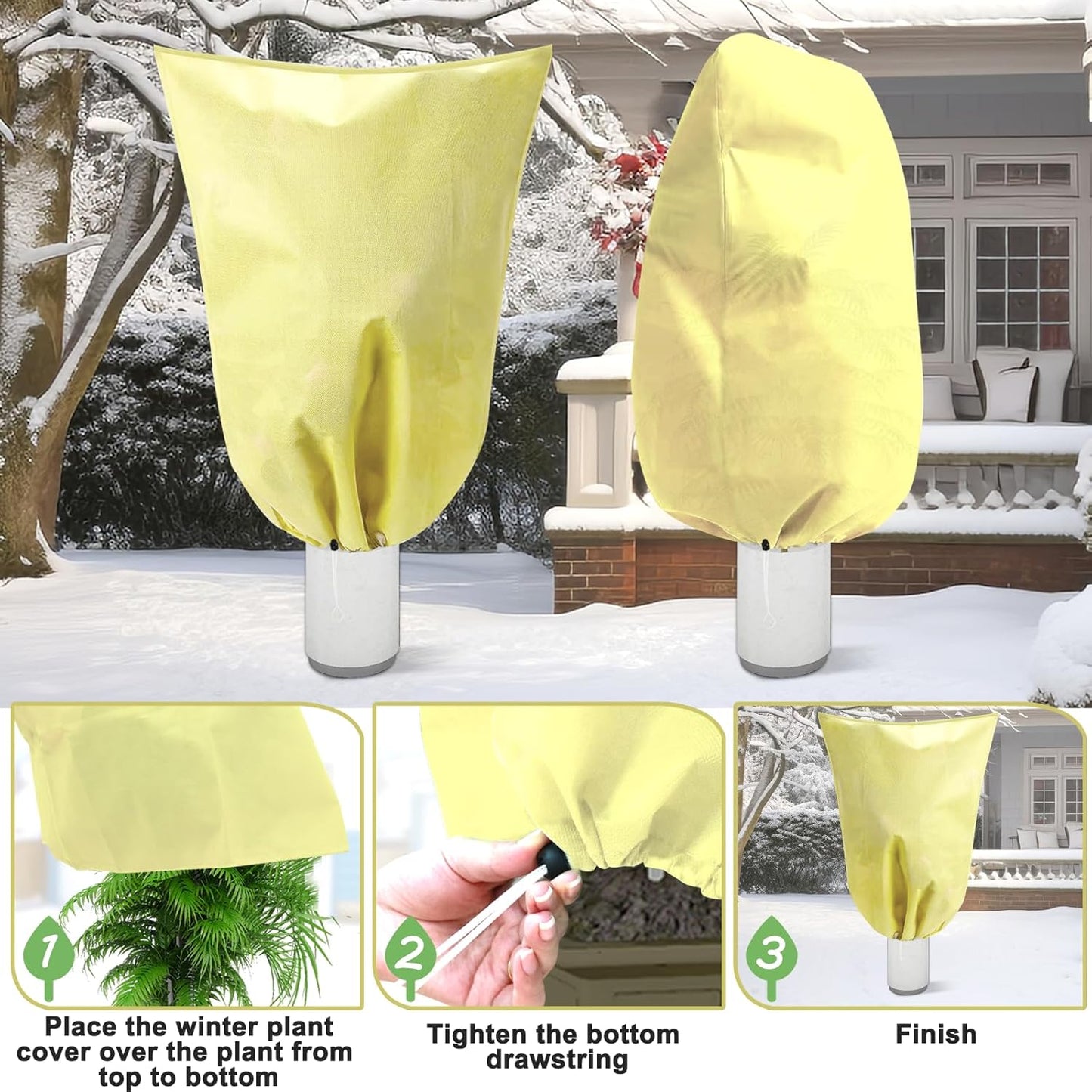 DQS 3 Pack Plant Covers Freeze Protection, 19.6" x 39.3" Winter Frost Protection Blankets Frost Cloth,Suitable for Outdoor Winter Frost, Cold Weather, shrubs, Trees, Jackets, and coverings