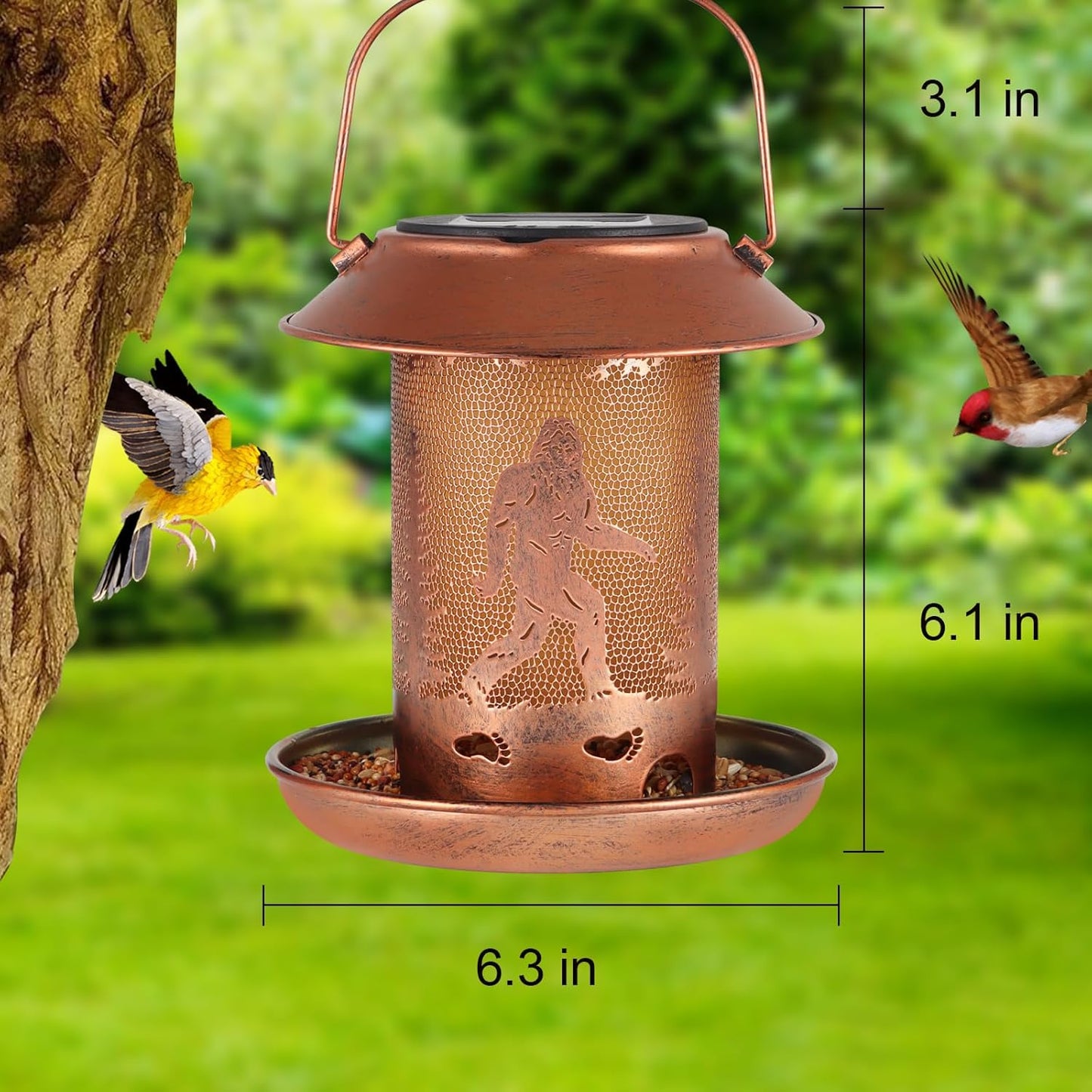 2 Pack Bird Feeders for Outdoors Bigfoot Garden Decor Gifts for Women Mom Grandma Solar Lanterns Outdoor Waterproof Metal Solar Decoration OutsideLED Lanterns for Yard, Patio, Lawn, Pathway