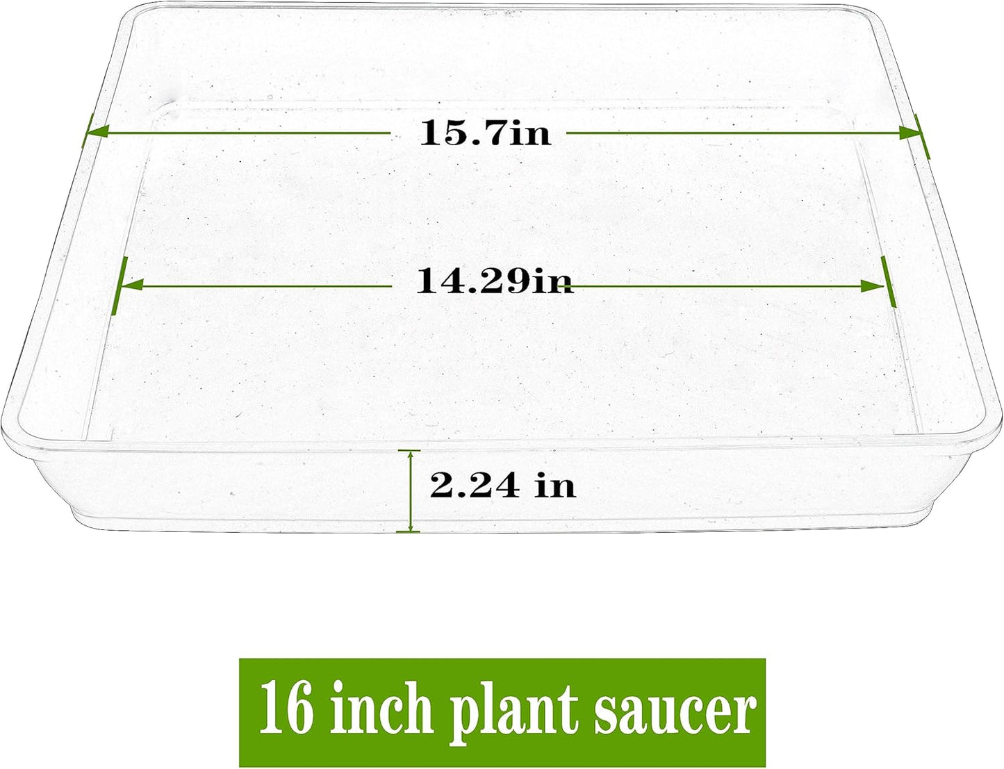 4 Pack Square Plant Saucer 16 Inch, Large Plant Trays for Pots, Heavy Plastic Plant Saucer,Deep Heavy Duty Plant Pot Saucers, Planters for Indoors and Outdoors Plants.