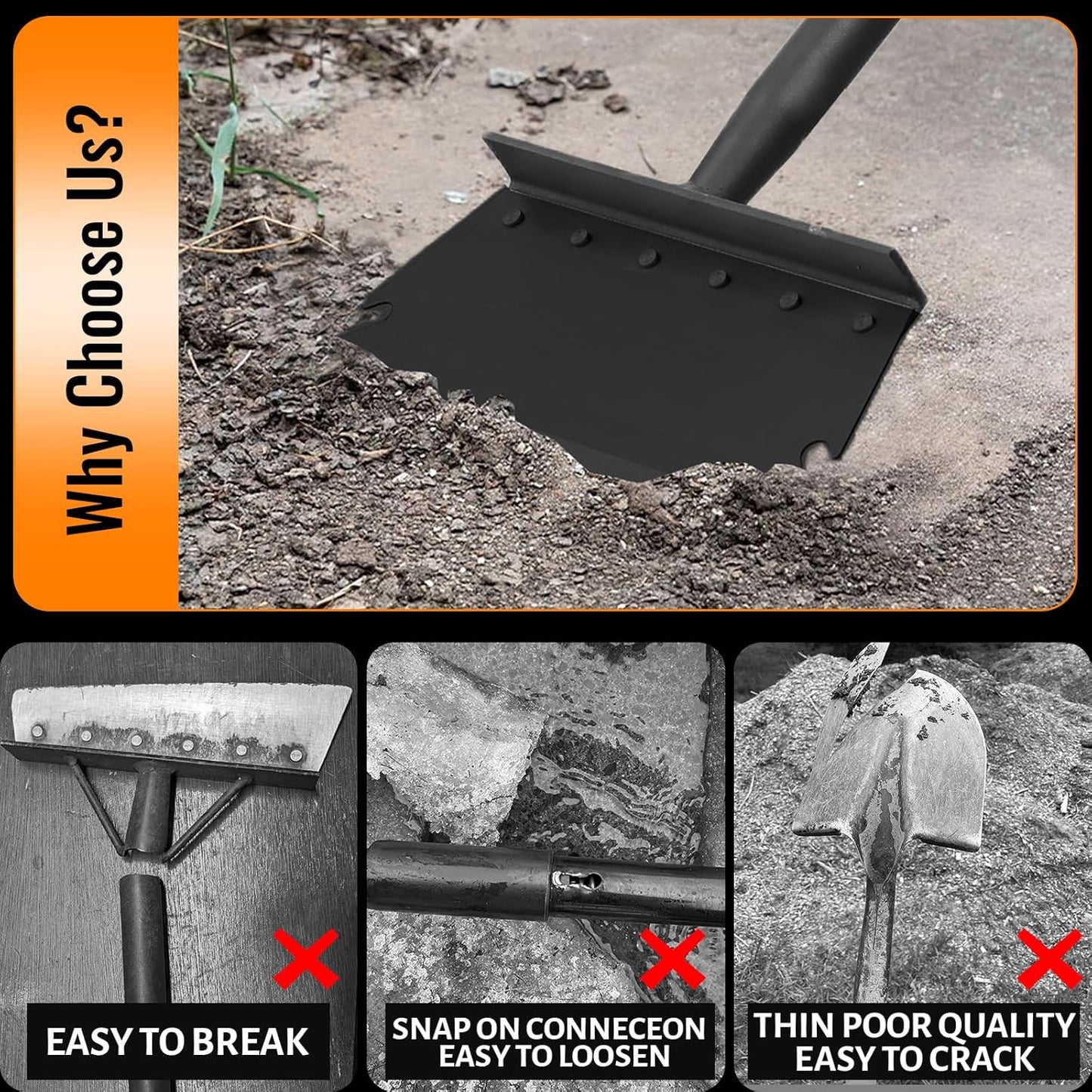 Garden Flat Shovel Scraper, Multifunctional Garden Cleaning Shovel with 59 Inch Long Handle, Heavy Duty Outdoor Floor Scraper for Weed Cleaning,Trenching,Edging and Removing Snow,Ice,Weeds,Dirty,Moss