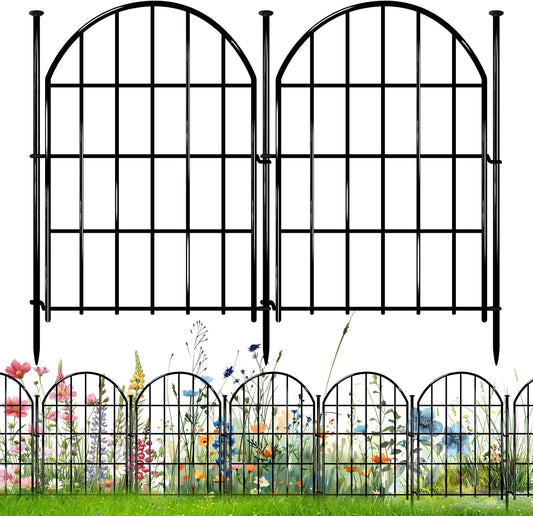 32 Pack Decorative Garden Fence, 17in X 34.6ft Arched No Dig Fence Border, Garden Edging Border, Rustproof Metal Animal Barrier with Ground Stake for Dog, Rabbit, Outdoor Yard Patio Decor